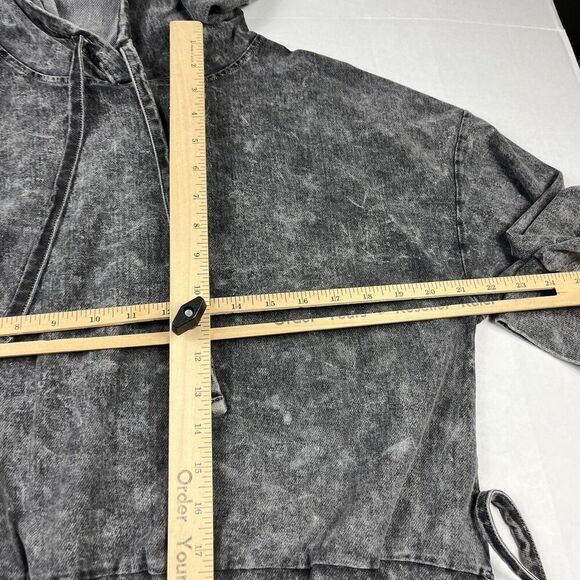 BlankNYC Hoodie Acid Wash Gray Casual Comfy Relaxed Pullover Top Tie Hem MEDIUM - Picture 7 of 10